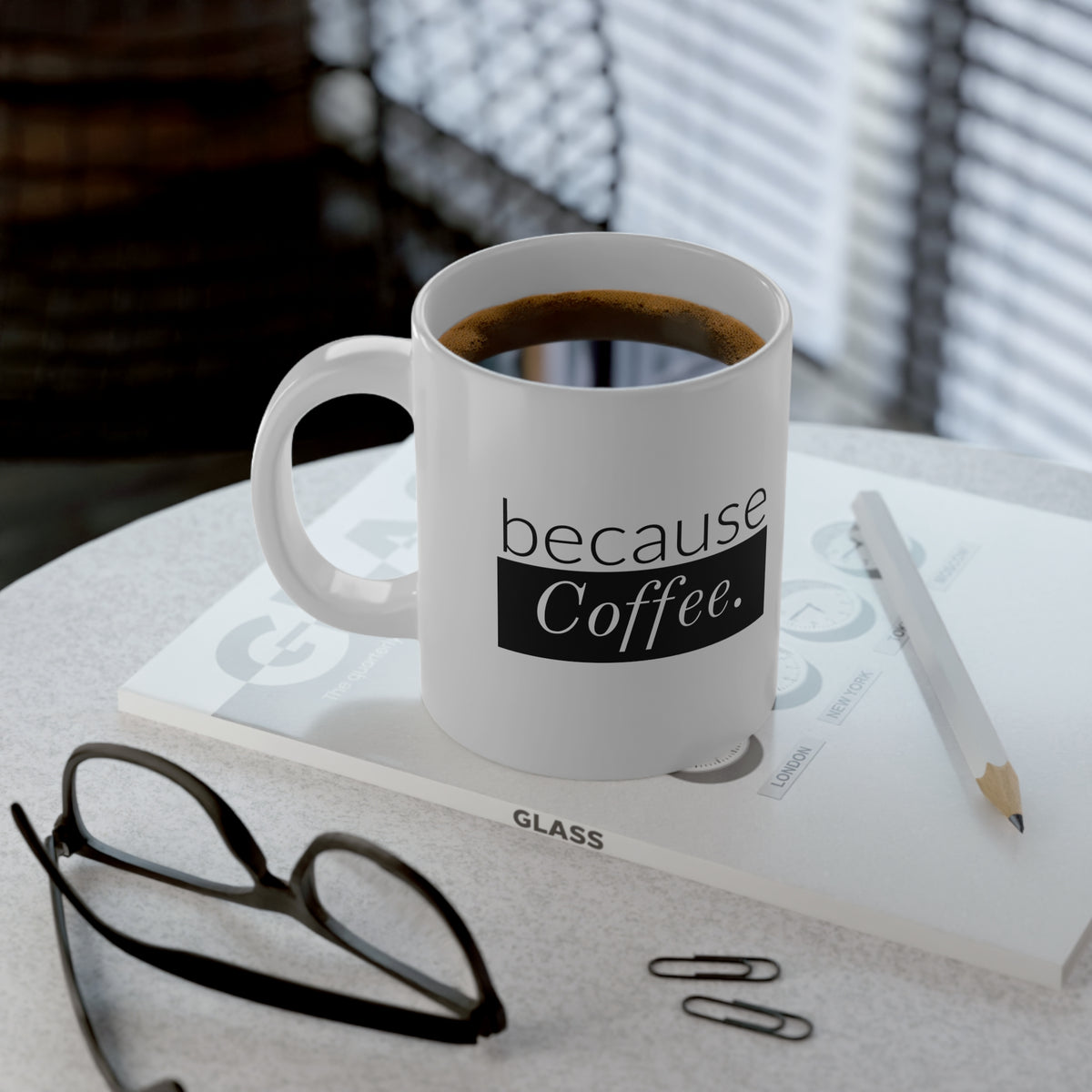 Coffee Mug - "Because Coffee." 20oz Jumbo Ceramic Mug, Funny Gift for Coffee Lovers